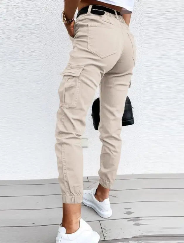 Jordyn Women's Cargo Pants – High Waist Tapered Utility Pants with Side Pockets