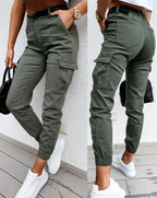 Jordyn Women's Cargo Pants – High Waist Tapered Utility Pants with Side Pockets