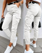 Jordyn Women's Cargo Pants – High Waist Tapered Utility Pants with Side Pockets