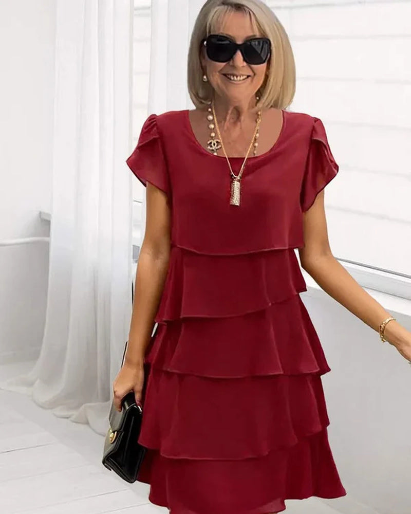 Giselle Women's Chiffon Midi Dress – Asymmetrical Layered Dress for Weddings