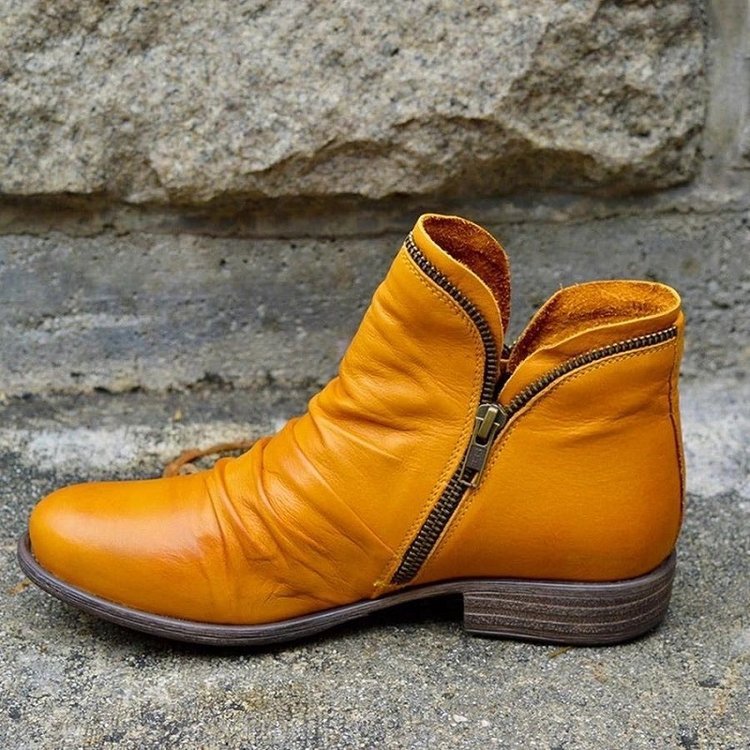 Valentina Women's Leather Boots – Genuine Leather Side Zip Elegant Everyday Boots