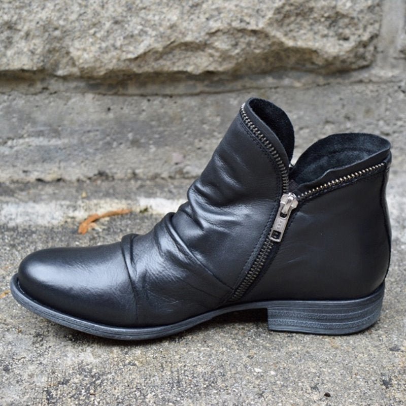 Valentina Women's Leather Boots – Genuine Leather Side Zip Elegant Everyday Boots