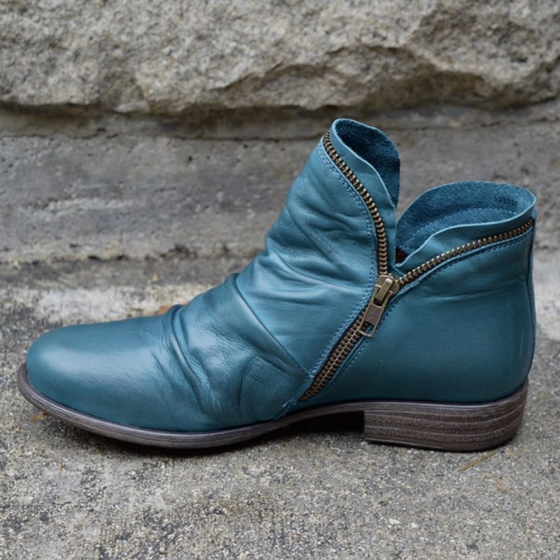 Valentina Women's Leather Boots – Genuine Leather Side Zip Elegant Everyday Boots