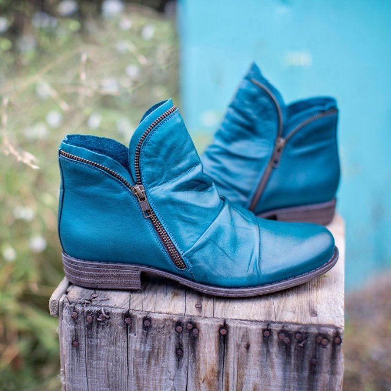 Valentina Women's Leather Boots – Genuine Leather Side Zip Elegant Everyday Boots