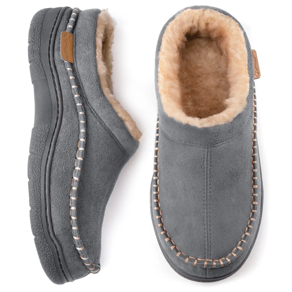 Virgel Men's Slippers – Warm Lined Non-Slip House Shoes with Ankle Coverage