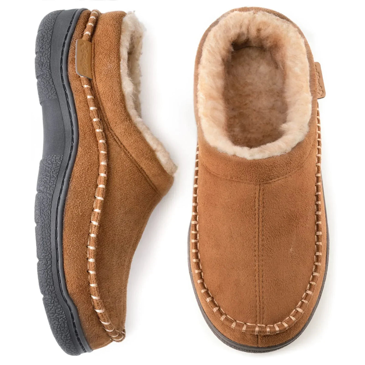 Virgel Men's Slippers – Warm Lined Non-Slip House Shoes with Ankle Coverage