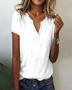 Evalynn Women's V-Neck Blouse – Lightweight Loose Fit Summer Top for Casual Wear