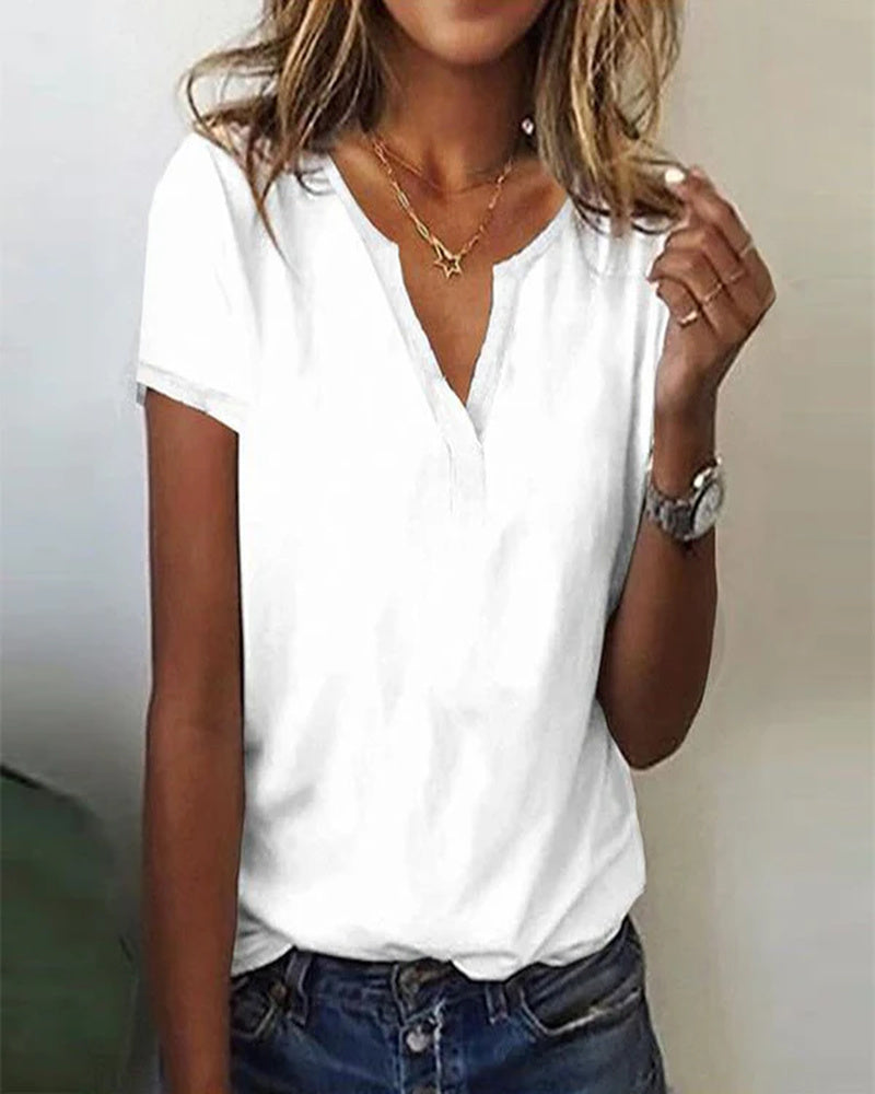 Evalynn Women's V-Neck Blouse – Lightweight Loose Fit Summer Top for Casual Wear