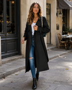 Brielle Women’s Long Trench Coat – Elegant Tailored Fit Lightweight Mid-Season Jacket