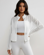 Alyssa Women's Mesh Jacket – Cropped Full-Zip Activewear Top with Side Pockets