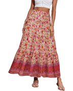 Bianca Women’s Plus Size Maxi Skirt – Boho Floral High Waist Ruffle Skirt