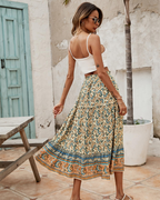Brielle Women’s Maxi Skirt – Boho Floral High Waist Skirt with Pockets