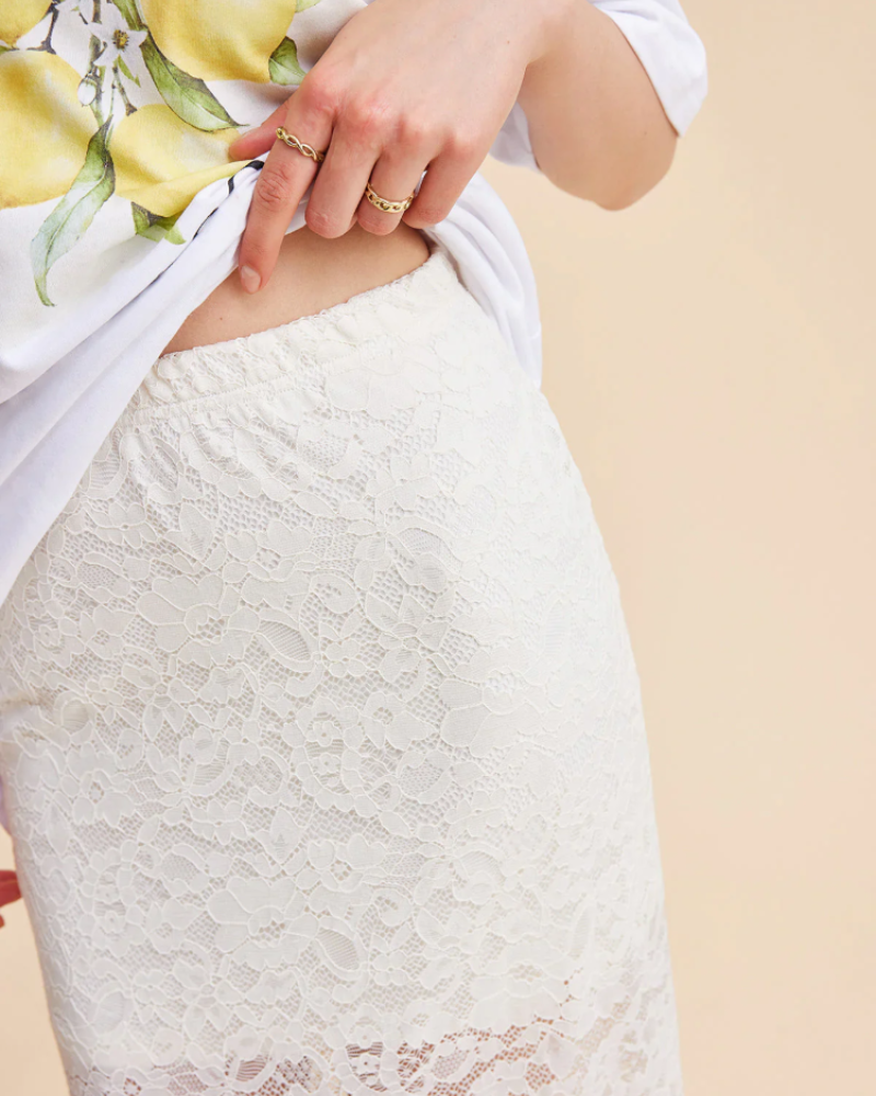 Harper Women's Lace Maxi Skirt – Beige Sheer Overlay & Flowy Romantic Design