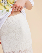 Harper Women's Lace Maxi Skirt – Beige Sheer Overlay & Flowy Romantic Design