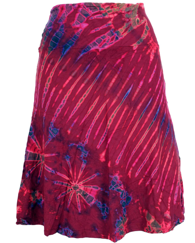 Ivy Women’s 2-in-1 Tie Dye Skirt – Viscose A-Line Midi Skirt Top