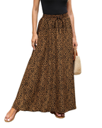 Camila Women’s Maxi Skirt – Boho Floral A-Line Skirt with Drawstring Waist