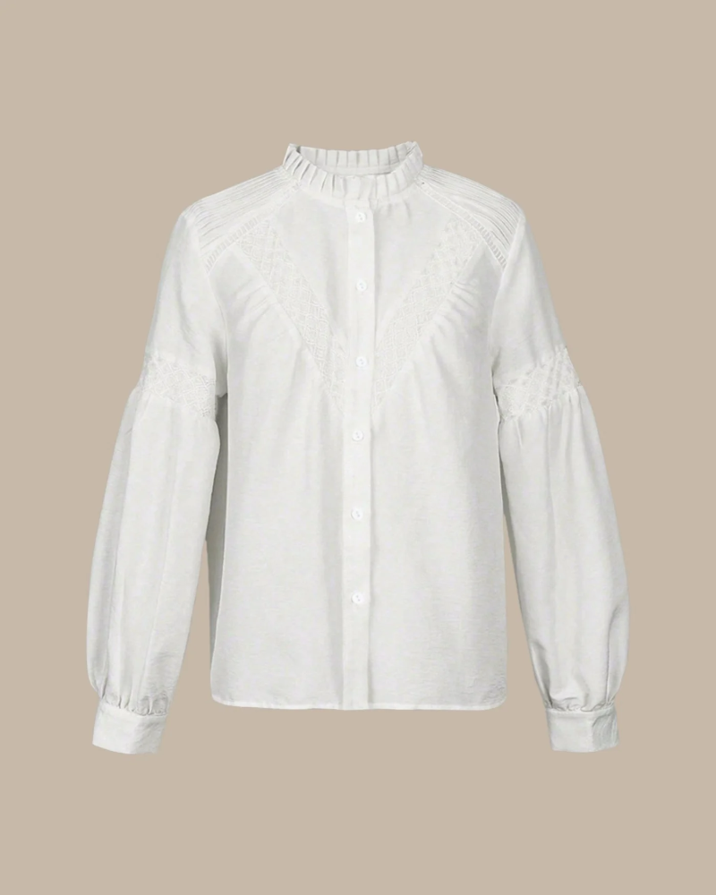 Lily Women’s Casual Blouse – Long Sleeve Ruffle Shirt with Textured Design