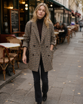 Audrey Women's Plaid Oversized Jacket – Double-Breasted Vintage Blazer Coat