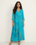 Willow Women's Floral Maxi Dress – V-Neck Flowy Summer Dress with Pockets