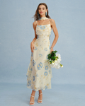Evelyn Women's Beige Maxi Dress – Chiffon-Look Fabric, Tie Detail & Flowy Fit