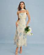 Evelyn Women's Beige Maxi Dress – Chiffon-Look Fabric, Tie Detail & Flowy Fit