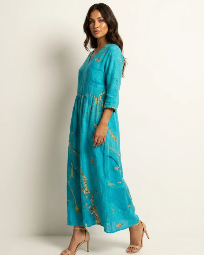 Willow Women's Floral Maxi Dress – V-Neck Flowy Summer Dress with Pockets