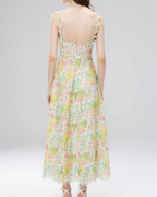 Camille Women's Midi Dress – Sleeveless V-Neck Floral Lace Dress with Lined Fit
