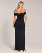 Gabrielle Women's Strapless Maxi Dress – Black Bodycon Gown with High Slit