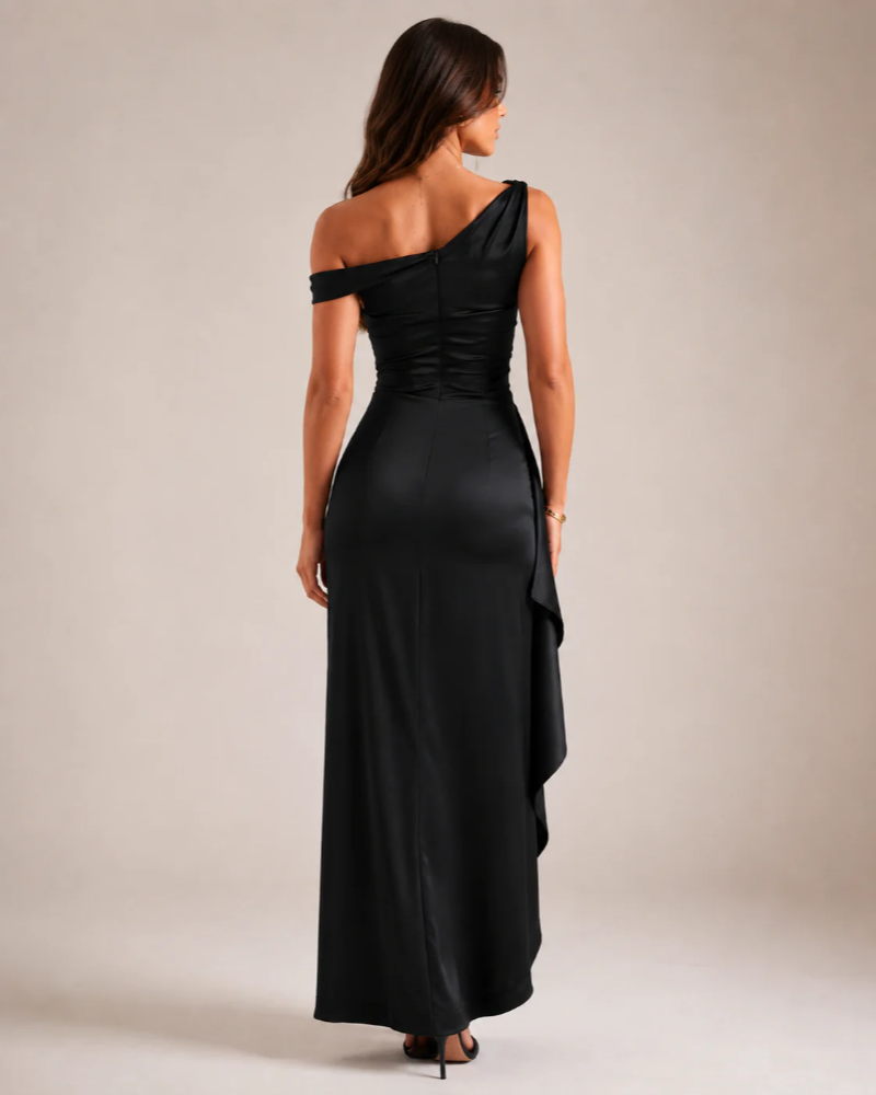 Cecily Women's One-Shoulder Maxi Dress – Fitted High-Slit Evening Gown
