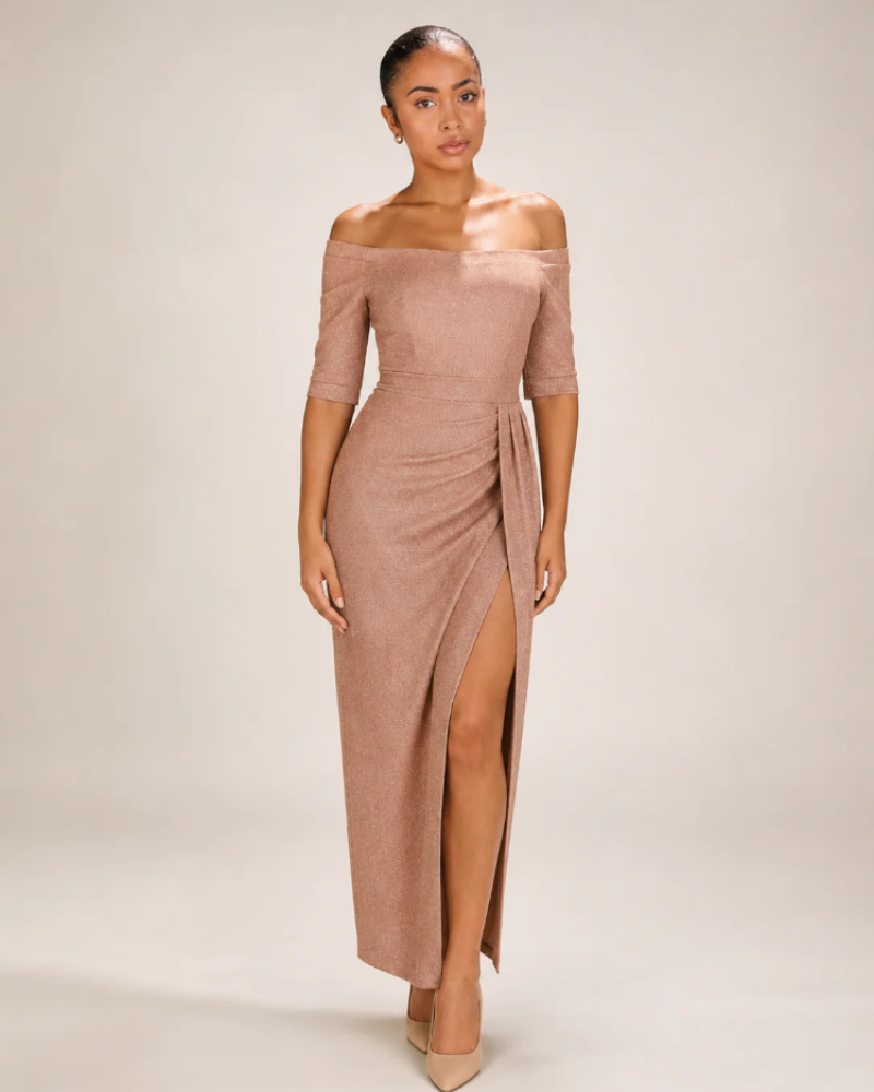 Rebecca Women's Strapless Midi Dress – High Slit Formal Bodycon Design