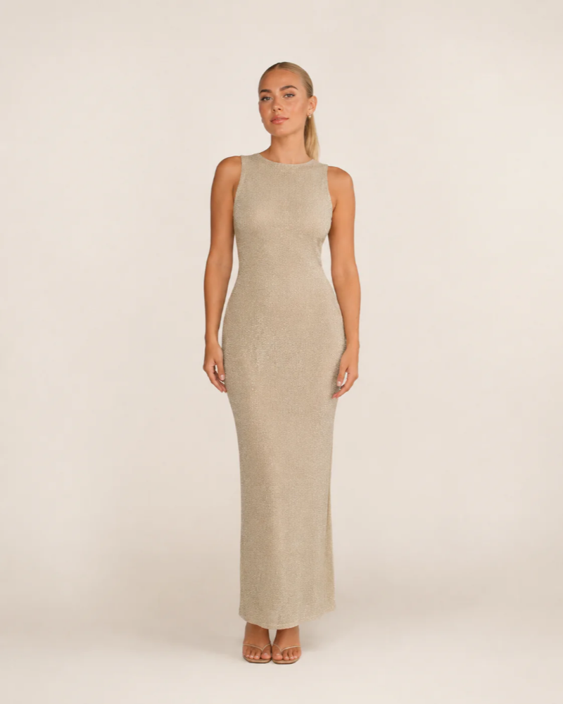 Genevieve Women's Satin Maxi Dress – Open Back Side Cutout Evening Gown