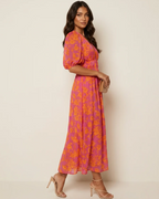 Genevieve Women's Floral Maxi Dress – Deep V-Neck, Defined Waist & Flowy Skirt