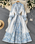 Naomi Women's Floral Shirt Dress – Belted Midi Dress with Collar & Elegant Fit