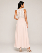 Marigold Women's Lace Maxi Dress – High-Neck A-Line Wedding Guest Gown