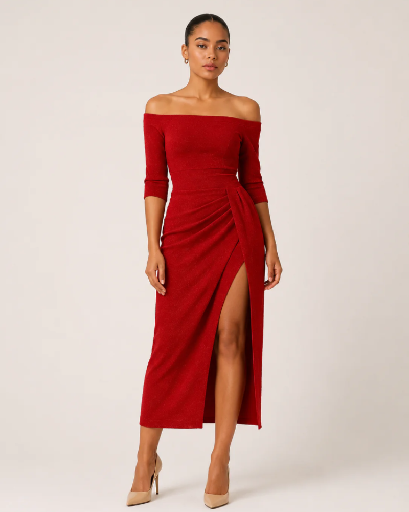 Rebecca Women's Strapless Midi Dress – High Slit Formal Bodycon Design
