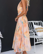 Erin Women's Floral Halter Maxi Dress – Lightweight Flowy Summer Dress