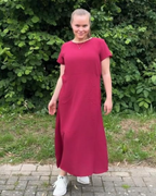 Fiona Women’s Maxi Dress – Short Sleeve Crew Neck Summer Dress with Pockets