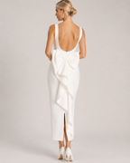 Bridget Women's White Maxi Dress – Sleeveless Open-Back Formal Design