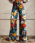 Phoebe Women's Wide-Leg Jeans – Artistic Print Statement Denim with Comfortable Waist