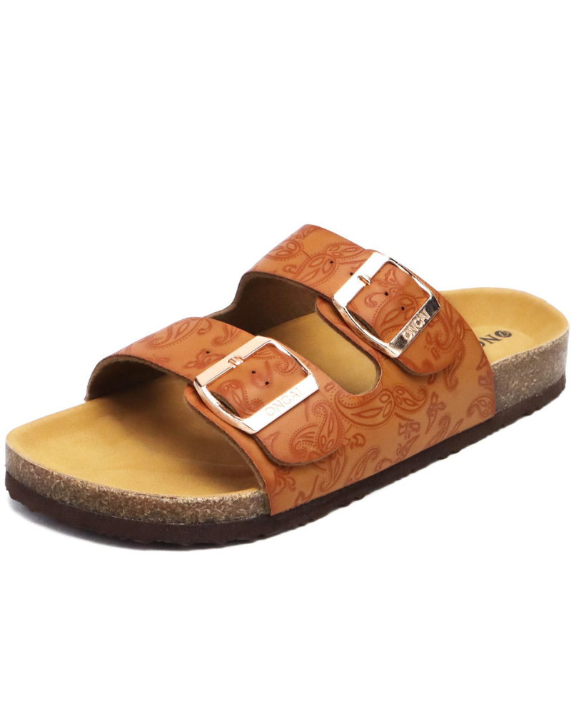 Eliza Women’s Slide Sandals – Adjustable Buckle Cork Footbed with Arch Support