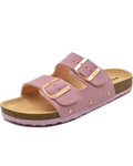 Eliza Women’s Slide Sandals – Adjustable Buckle Cork Footbed with Arch Support