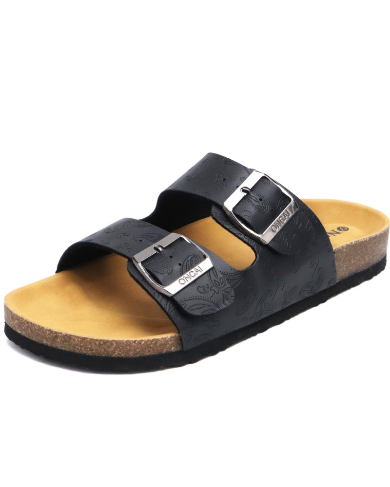 Eliza Women’s Slide Sandals – Adjustable Buckle Cork Footbed with Arch Support