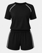 Sabrina Women’s 2-Piece Set – Round Neck Short Sleeve Travel Outfit with Pockets