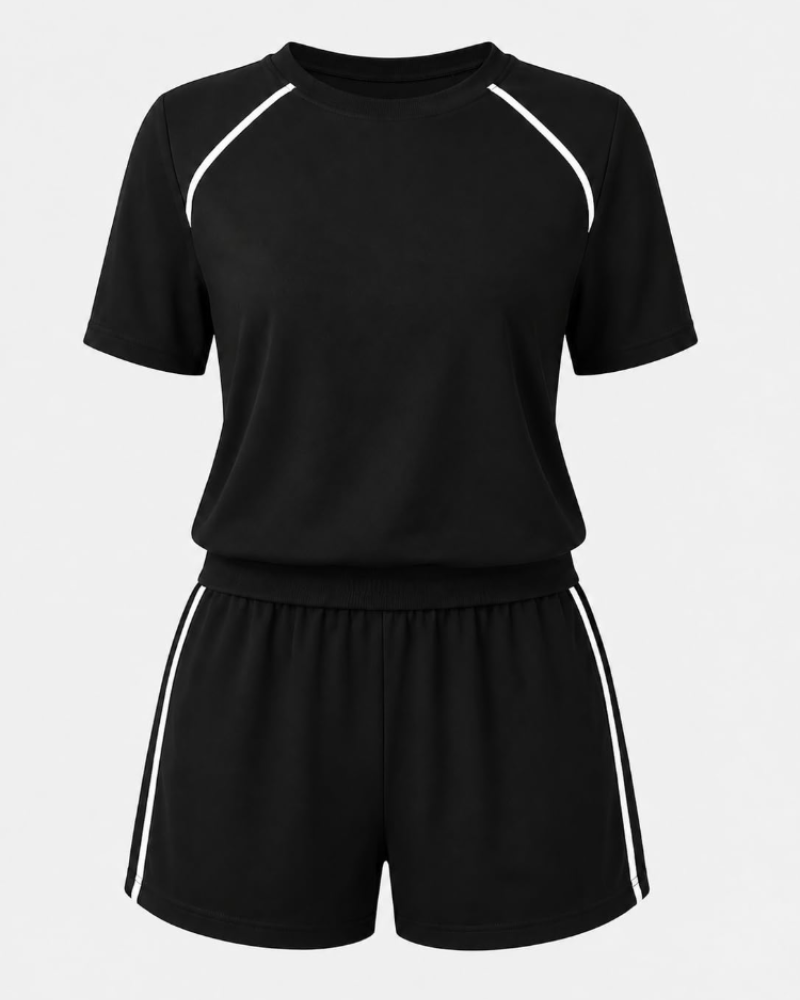 Sabrina Women’s 2-Piece Set – Round Neck Short Sleeve Travel Outfit with Pockets