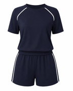 Sabrina Women’s 2-Piece Set – Round Neck Short Sleeve Travel Outfit with Pockets