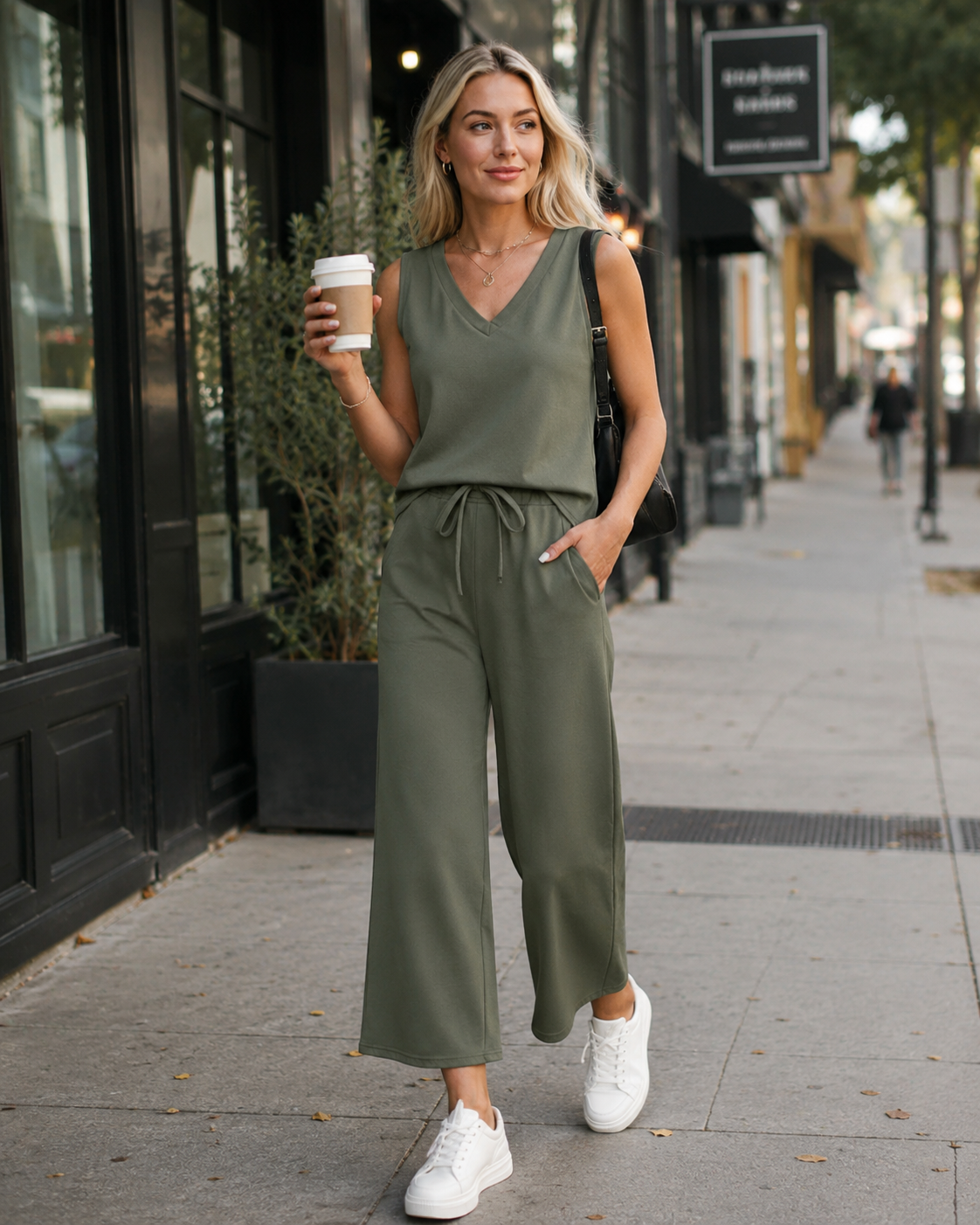 Aurora Women’s Two-Piece Set – V-Neck Summer Travel Matching Outfit