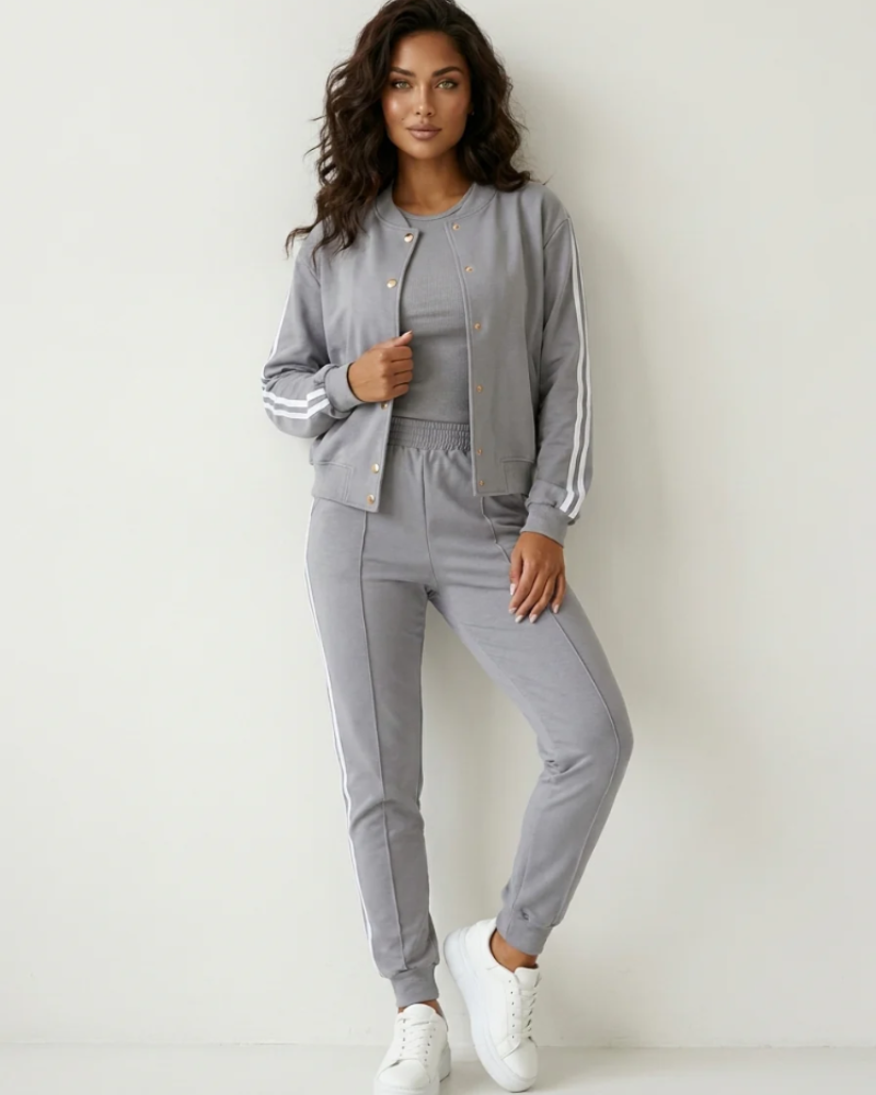 Zoe Women's 3-Piece Lounge Set – Sleeveless Top, Jacket & Elastic Waist Pants
