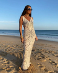 Briar Women's Crochet Beach Cover-Up Dress – Beige Cotton Swim Cover-Up
