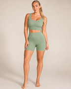 Alyssa Women's Seamless Workout Set – Crop Top & High-Waisted Shorts