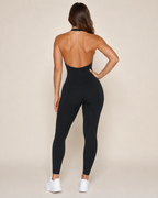Jocelyn Women's Open-Back Workout Jumpsuit – Fitted Stretch Athletic One-Piece